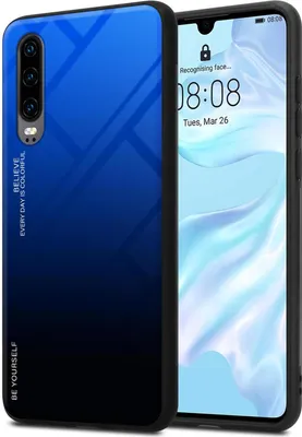 Produktbild von Cadorabo Hülle für Huawei P30 Schutz Hülle in Schwarz Handyhülle TPU Etui Cover Case Tempered Glas