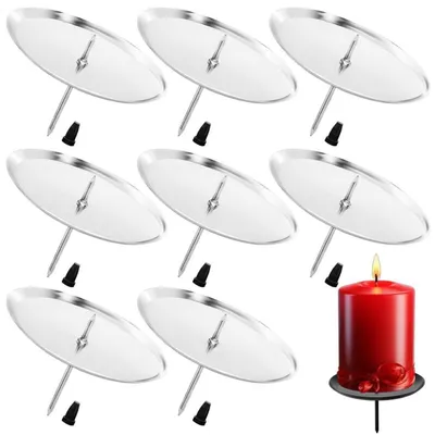 Produktbild von Kerzenhalter Adventskranz 8er-Set Ø 6 cm Metall Silber zum Stecken für Stumpenkerzen