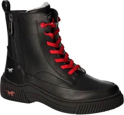 Produktbild von Mustang Damen Stiefelette Schnürboots Zierreißverschluss warm gefüttert 1436-604, Größe:40 EU, Farbe:Schwarz