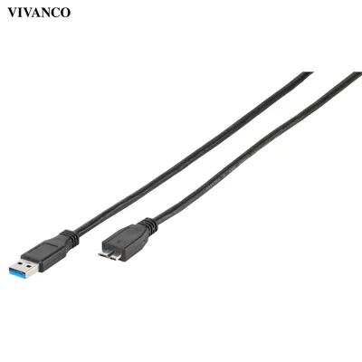Produktbild von ViVanco™45237, 0,75 m, USB A, Micro-USB B, USB 3.2 Gen 1 (3.1 Gen 1), 5 Gbit/s, Schwarz