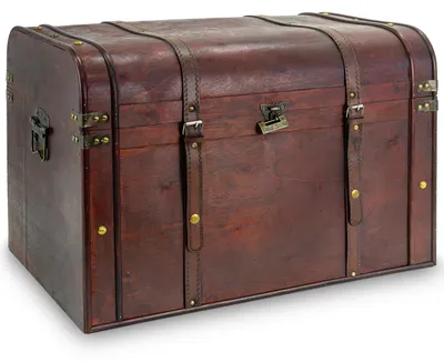 Produktbild von Schatzkiste Holz 60 x 37 x 40 cm - Aufbewahrungsbox mit Schloss - Dekorative Kiste - Vintage Stil - Metallgriffe - Perfekt für Schmuck
