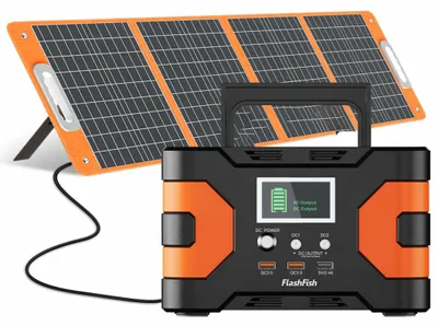 Obrázok produktu pre Prenosná elektráreň – solárny generátor EA200 s powerbankou – 200 W čistý sínus – špičkový výkon 400 W – zásuvka 230 V striedavého prúdu – rýchle nabíjanie QC3.0 – solárny panel 100 W – na kempovanie a núdzové napájanie