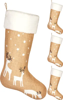 Produktbild von BRUBAKER Weihnachtsstrumpf zum Befüllen und Aufhängen - 52 cm großer Nikolausstrumpf für Weihnachten, 4 Stück