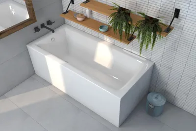 Image de ECOLAM Baignoire rectangle Talia 170x75 cm + tablier | vidage et trop-plein automatique | pieds + silicone | Set complet