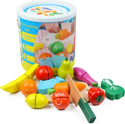 Image de Fruits et légumes en bois, jouets pour simuler la cuisine, jouets éducatifs pour enfants en âge préscolaire, bébés, garçons et filles, adaptés aux enfants de 2 ans, idées cadeaux pour la fête des enfants