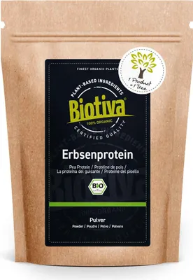 Produktbild von Biotiva Erbsenprotein Pulver 83% Protein 1000g aus biologischem Anbau
