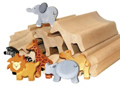 Obrázek produktu pro Profilované dřevěné tyče sada 6 divokých zvířat 6 x 5 cm, D: 30 cm