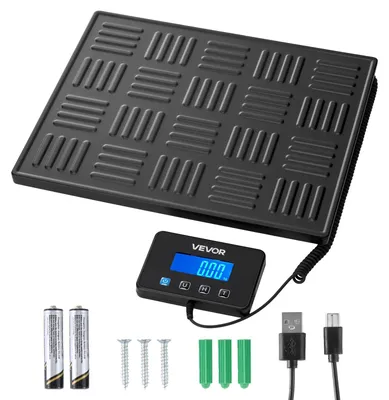 Immagine prodotto di Bilancia digitale per pacchi VEVOR, 20/100 g, doppia precisione, bilancia a piattaforma da 300 kg con funzione hold/tare e display LCD, per pacchi, affrancature, bagagli, batteria e cavo di ricarica inclusi nella fornitura
