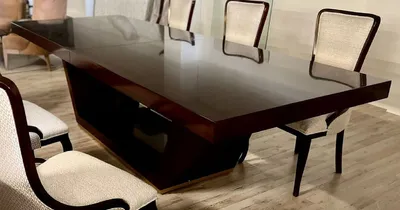 Produktbild von Casa Padrino Luxus Esstisch Braun / Gold 300-400 x 110 x H. 78 cm - Ausziehbarer Massivholz Esszimmertisch - Italienische Luxus Esszimmer Möbel - Luxus Qualität -  Italy
