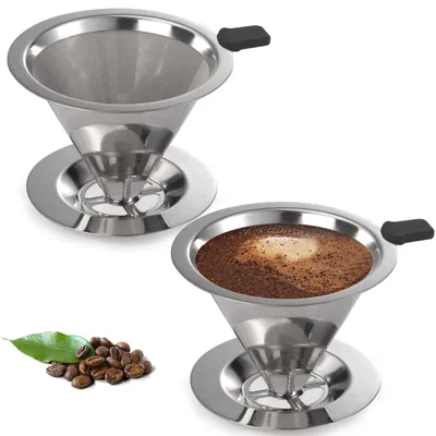 Produktbild von 2 Stück Papierlose Kaffeefilter - Wiederverwendbarer Pour Over Dripper von