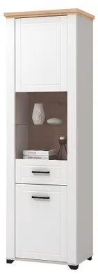 Produktbild von Dmora Vitrine Piscinas 61x41x195h cm Weiß, 4 Einlegeböden, Flügeltür