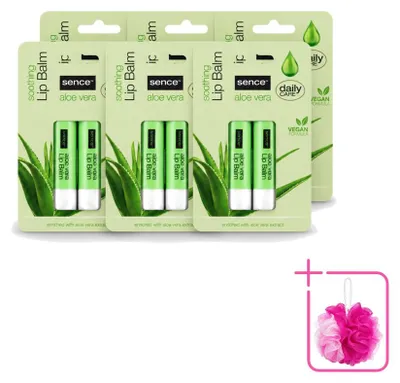 Zdjęcie produktu dla 6 sztuk balsamu do ust SenceBeauty z aloesem – pielęgnujący – zestaw ekonomiczny