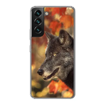 Produktbild von MuchoWow® Handyhülle Schutzhülle Hülle für Samsung Galaxy S22 Wolf - Nahaufnahme - Blätter Silikon Softcase Handy Hülle - Mobiltelefonhülle