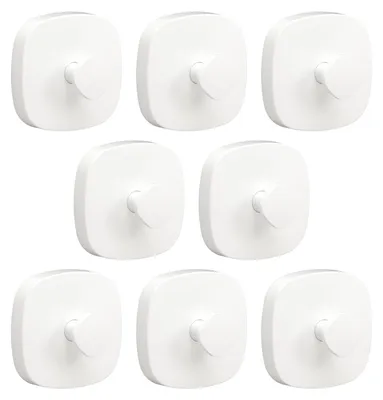 Image de Crochets pour serviettes, lot de 8, crochets adhésifs, crochets muraux, crochets adhésifs sans perçage, parfaits pour la salle de bains, les toilettes, la cuisine et le bureau (blanc)