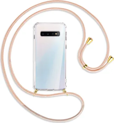 Produktbild von Handykette Backcover-Schutzhülle mit Band (Metall goldfarben) für Samsung Galaxy S10 - rose peach