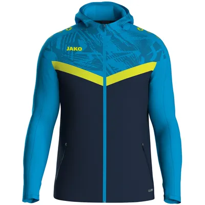 Produktbild von JAKO Damen Kapuzenjacke Iconic, Farbe:marine/JAKO blau/neongelb, Größe:40