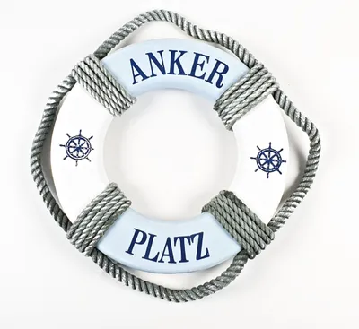 Produktbild von Rettungsring Holz Deko blau Ankerplatz maritim