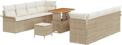 Zdjęcie produktu dla vidaXL Sofa ogrodowa z poduszkami beżowo-kremowa 90 x 55 x 71 cm