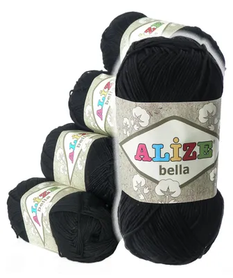 Naturstrickgarn, Strickgarn, Natur, Baumwollgarn, ALIZE BELLA 60 black