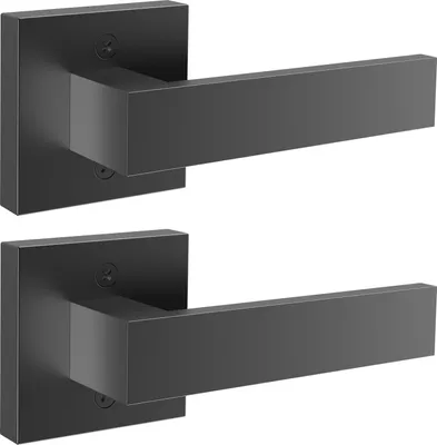Image de VEVOR 145 x 145 mm Poignée de porte factice Ferrures de porte, Poignées de meuble en 2 parties Poignées de porte décoratives, Poignée de porte Convient pour poignée de porte de salle de bain Armoire, Poignées de meuble noires Style carré