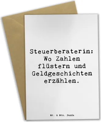 Produktbild von Mr. & Mrs. Panda Glückwunschkarte Spruch Steuerberaterin Geschichten - Weiß - Geschenk, Beruf, Berufe, Handgefertigt, osterkarten, hochzeitskarten, Wertschätzung, Danke