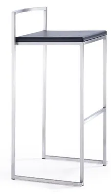 Obrázek produktu pro Designová barová židle Casa Padrino hranatá z umělé kůže černá, stohovatelná barová židle