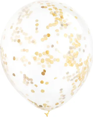 Productafbeelding van Latexballonnen met confetti, ongeveer 30 cm diameter, 6 stuks, goudkleurig