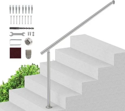 Produktbild von Terrassenleuningen für Senioren, 120 cm lang, mit Montageset, robuste Veranda- und Terrassenleuningen, Silber