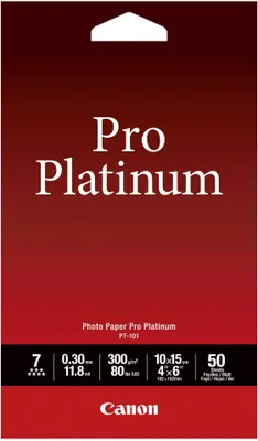 Zdjęcie produktu dla Canon Photo Paper Pro Platinum - 101,6 x 152,4 mm 50 arkuszy papieru fotograficznego - do PIXMA MG5720, MG5721, MG5722, MG6821, MG6822, MG7720, TS5020, TS6020, TS8020, TS9020