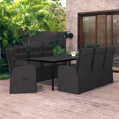 Produktbild von The Living Store 9-tlg. Garten-Essgruppe mit Kissen Schwarz