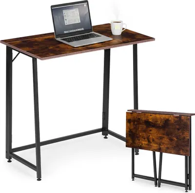 Image de Bureau pliable pour ordinateur portable, 80 x 45 cm, MDF et métal