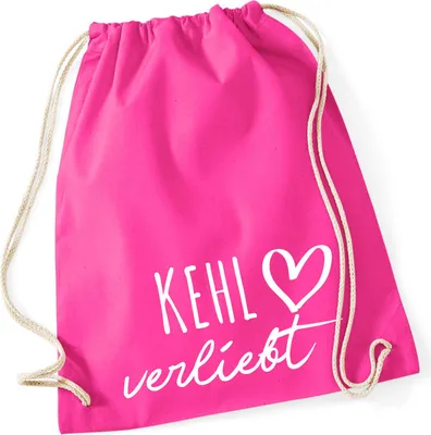 Produktbild von Huuraa Turnbeutel Kehl verliebt 12 Liter Fuchsia Baumwolle Rucksack Geschenkidee