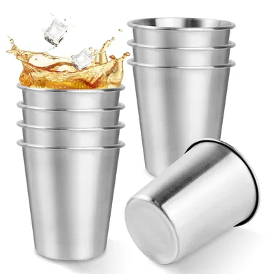 Zdjęcie produktu dla Kubki kempingowe ze stali nierdzewnej, pojemność 260 ml, wielokrotnego użytku i możliwość układania w stos