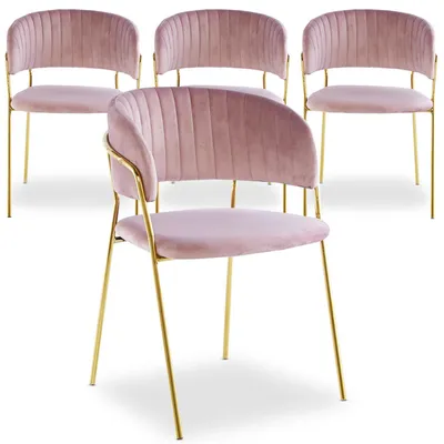 Image de MENZZO Lot de 4 chaises Tabata Velours Rose