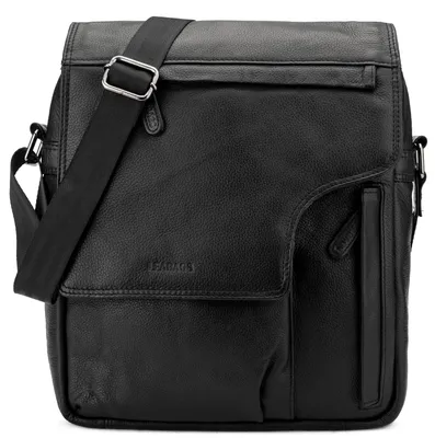 Produktbild von LEABAGS Leder Umhängetasche Herren & Damen I Echtleder Laptoptasche bis 13 Zoll I Messenger Bag mit Schultergurt I Schultertasche I Arbeitstasche I Tragetasche I Handtasche I Nappa Schwarz