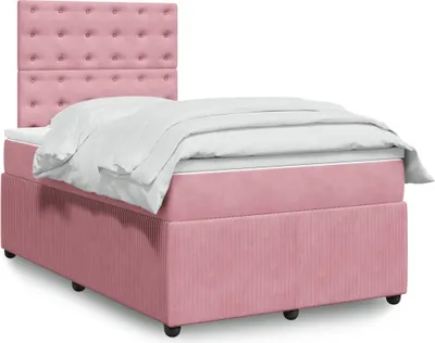 Produktbild von Design Boxspringbett mit Matratze Rosa 120x200 cm Samt, Klassische Betten 2024 Neu