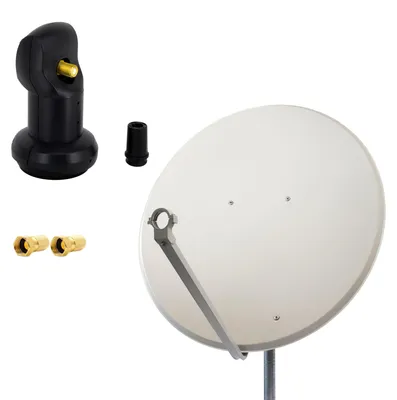 Produktbild von PremiumX SAT Anlage 100cm Antenne Aluminium Single LNB 2x F-Stecker