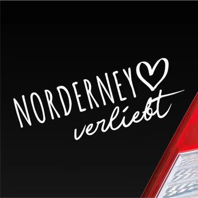 Produktbild von Auto Aufkleber Norderney verliebt Herz Insel Nordsee Liebe Car 19x7 cm Weiss Matt Sticker Heckscheibenaufkleber
