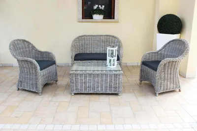 Immagine prodotto di Salotto per esterno in wicker completo con cuscini MILWAY