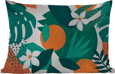 Produktbild von MuchoWow® Outdoor Kissen - Blumen - Obst - Dschungel - 50x30 cm - Wetterfest - Lounge Kissen - Sofa kissen - Wohnzimmer Dekoration