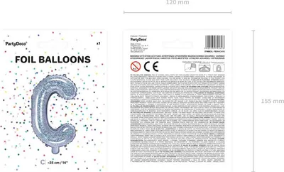 Image de Ballon en aluminium lettre « C », 35 cm, holographique