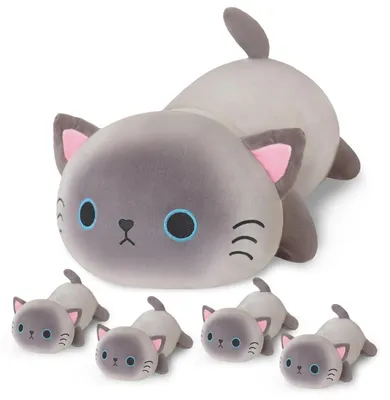 Produktbild von Plüschkatze mit 4 Babys, Kuscheltier, Plüschkissen, Geschenk für Kinder