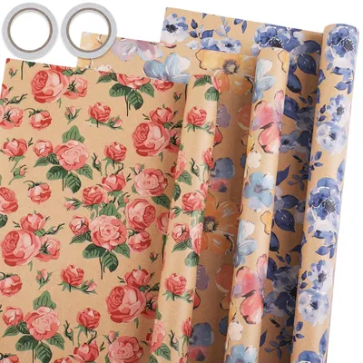 Zdjęcie produktu dla 3 rolki papieru do pakowania prezentów, idealne do dekoracji świątecznych