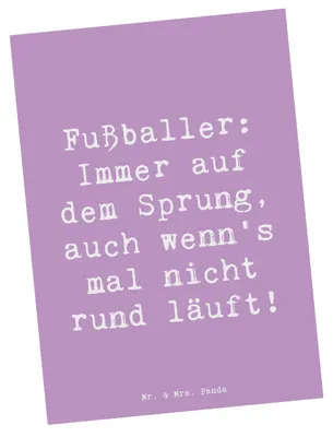 Produktbild von Mr. & Mrs. Panda Postkarte Spruch Fußballer Sprung - Lavendeltraum - Geschenk, Beruf, Ansichtskarten, Berufsliebe, Postkarten, Detailverliebt, bildkarte, Hingabe, Freude