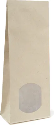 Produktbild von 50x - 500g Graspapierbeutel mit Pergaminfenster Blockbodenbeutel Graspapier Papiertüte