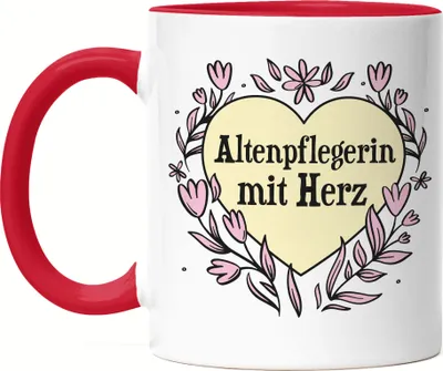 Produktbild von Altenpflegerin mit Herz Tasse Rot  Geschenkidee Zum Danke Sagen Beste Altenpflegerin