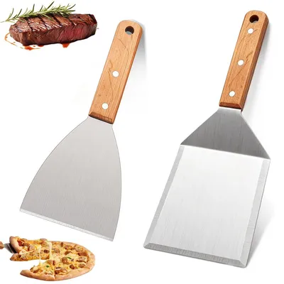 Obrázek produktu pro Sada plancha špachtlí 2 ks - nerezové grilovací špachtle pro teppanyaki