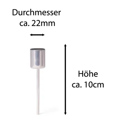 Produktbild von Novaliv 4x Stabkerzenhalter silber I Kerzenpick 10 x 2,5 cm Kerzenstecker für Stabkerzen I Kerzenpin Adventskranzdekoration Kerzenleuchter I Dekoration Weihnachten