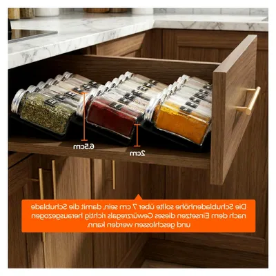 Produktbild von Gewürz Organizer Schublade, Gewürzregal Schublade, Küchen Organizer schublade für Gewürzgläser, Spice Rack Schublade für Gewürze Aufbewahrung