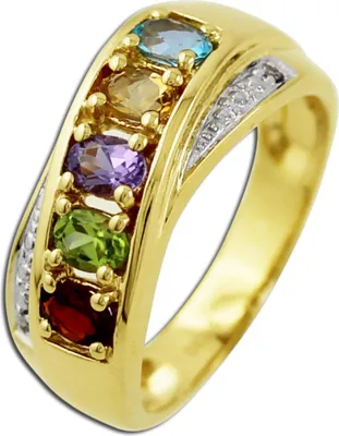 Produktbild von Diamant Ring Gelbgold 585 14K Citrin Granat Peridot Amethyst Topas 16